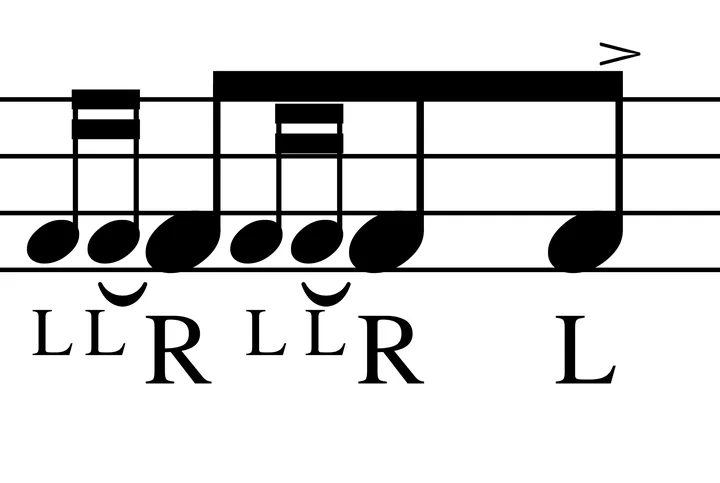 Double Drag Tap drum notation with sticking