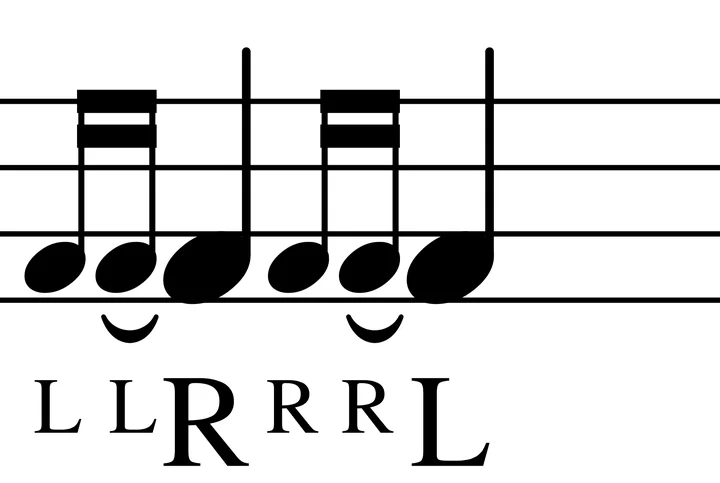 Drag drum notation with sticking
