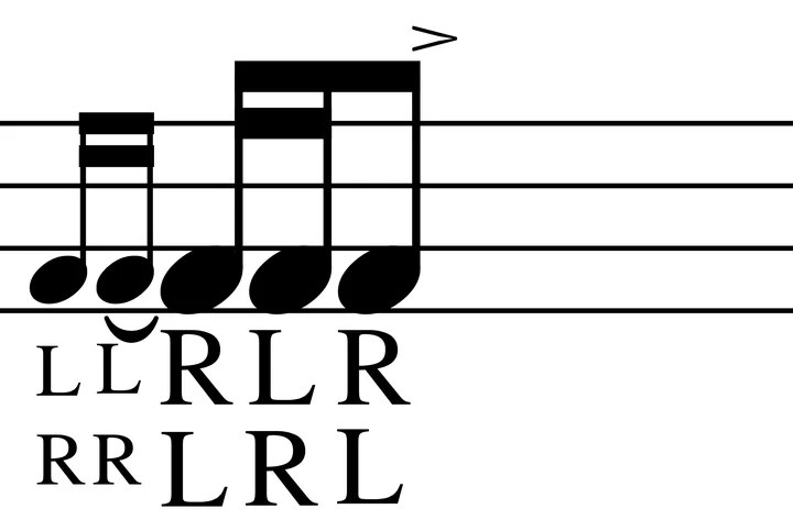 Lesson 25 drum notation with sticking