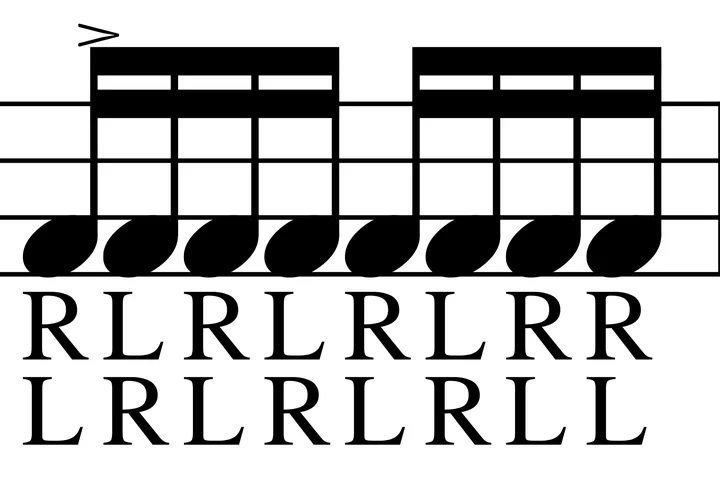 Triple Paradiddle drum notation with sticking
